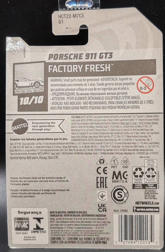 HOT WHEELS PORSCHE 911 GT3 FACTORY FRESH 10/10 199/250