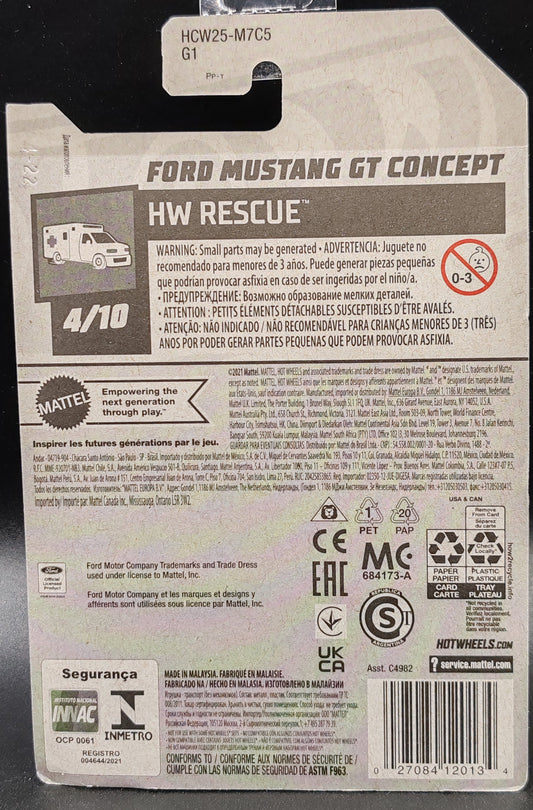 HOT WHEELS FORD MUSTANG GT CONCEPT HW RESCUE 4/10 188/250
