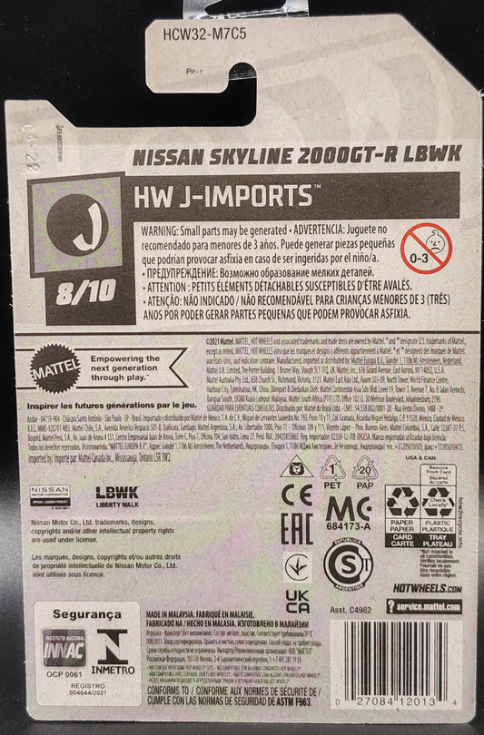 HOT WHEELS NISSAN SKYLINE 2000GT-R LBWK HW J-IMPORTS 8/10 174/250