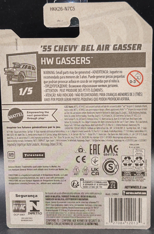 HOT WHEELS 55 CHEVY BEL AIR GASSER 1/5 110/250