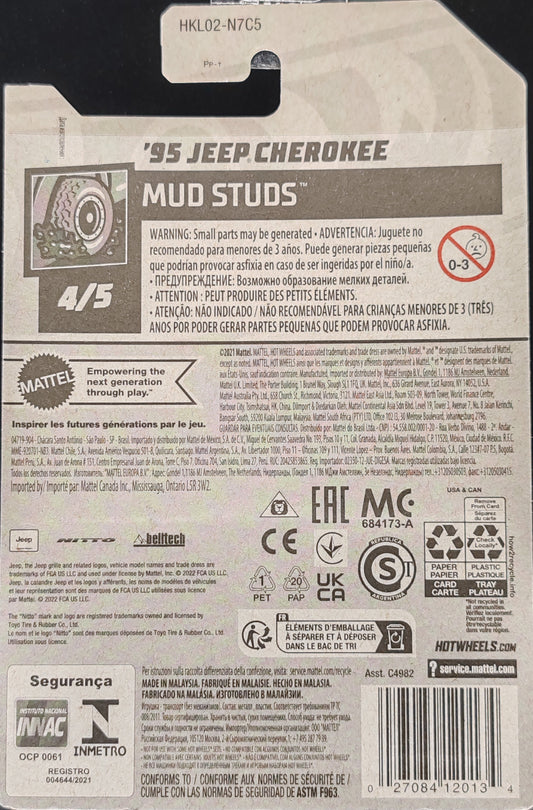 HOT WHEELS 95 JEEP CHEROKEE MUD STUDS 4/5 176/250