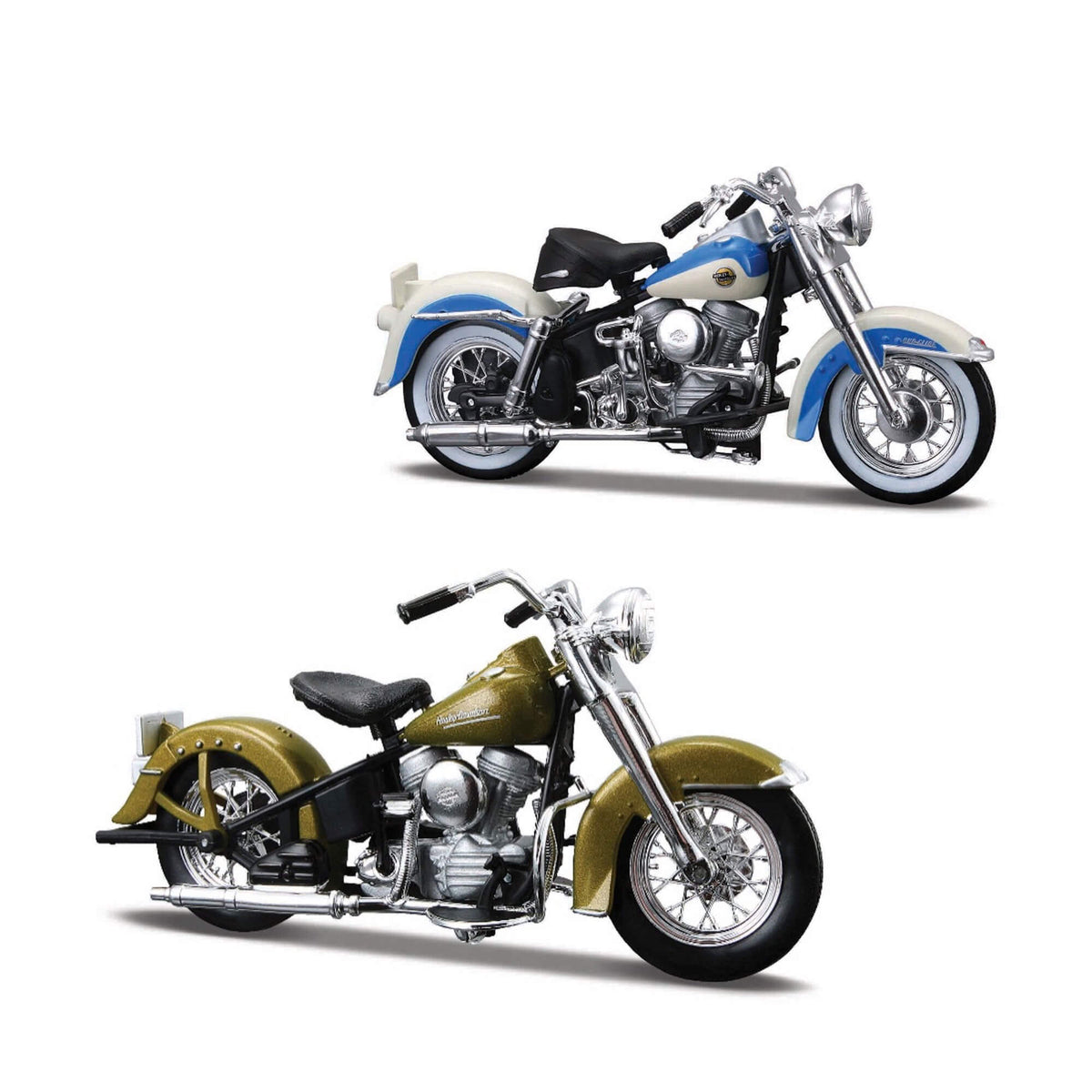 1:18 HARLEY DAVIDSON DECADE DUOS 50'S- 1953 74FL HYDRA GLIDE & 1958 FLH DUO GLIDE