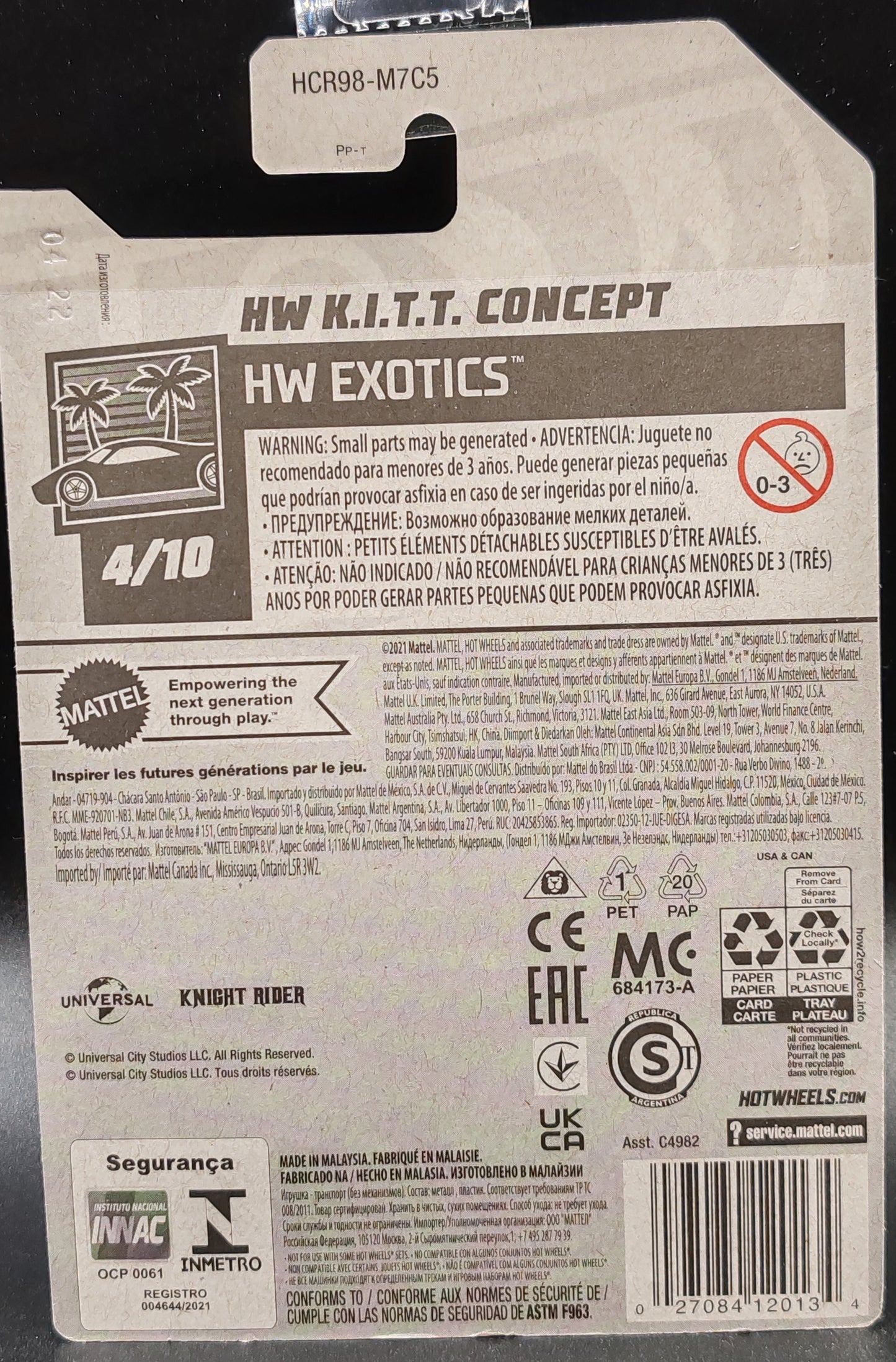 HOT WHEELS HW K.I.T.T CONCEPT HW EXOTICS 4/10 185/250