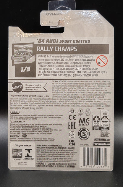 HOT WHEELS 84 AUDI SPORT QUATTRO RALLY CHAMPS 1/5 180/250