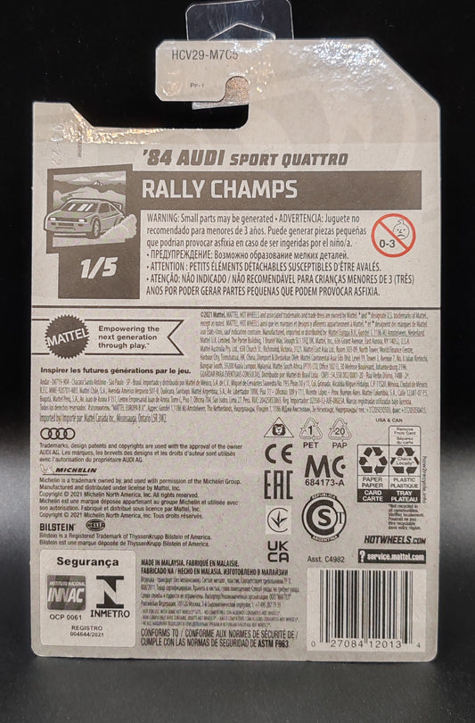 HOT WHEELS 84 AUDI SPORT QUATTRO RALLY CHAMPS 1/5 180/250