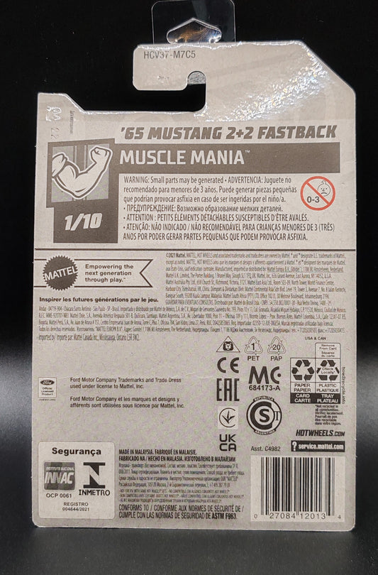 HOT WHEELS 65 MUSTANG 2+2 FASTBACK MUSCLE MANIA 1/10 192/250