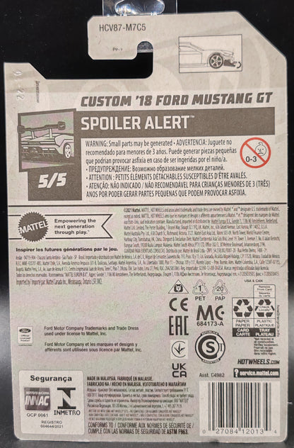 HOT WHEELS CUSTOM 18 FORD MUSTANG GT SPOILER ALERT 5/5 175/250