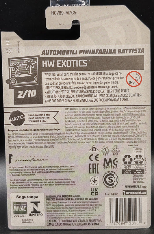 HOT WHEELS AUTOMOBILI PININFARINA BATTISTA HW EXOTICS 2/10 171/250