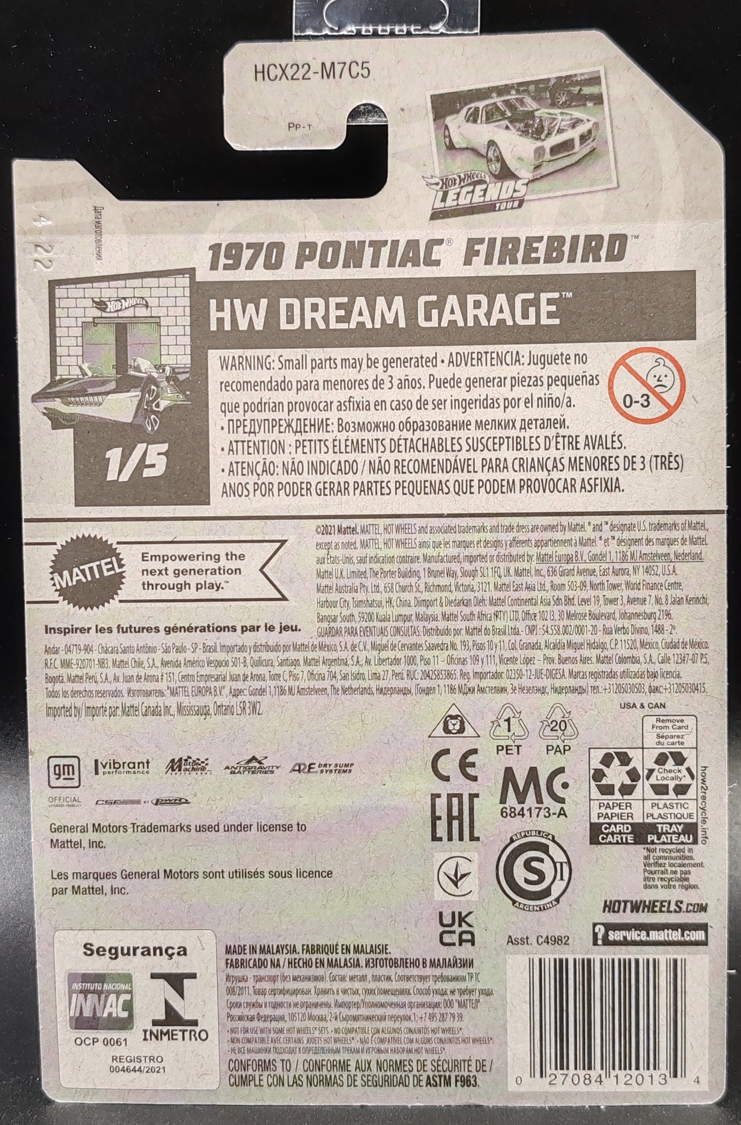 HOT WHEELS 1970 PONTIAC FIREBIRD HW DREAM GARAGE 1/5 1/250