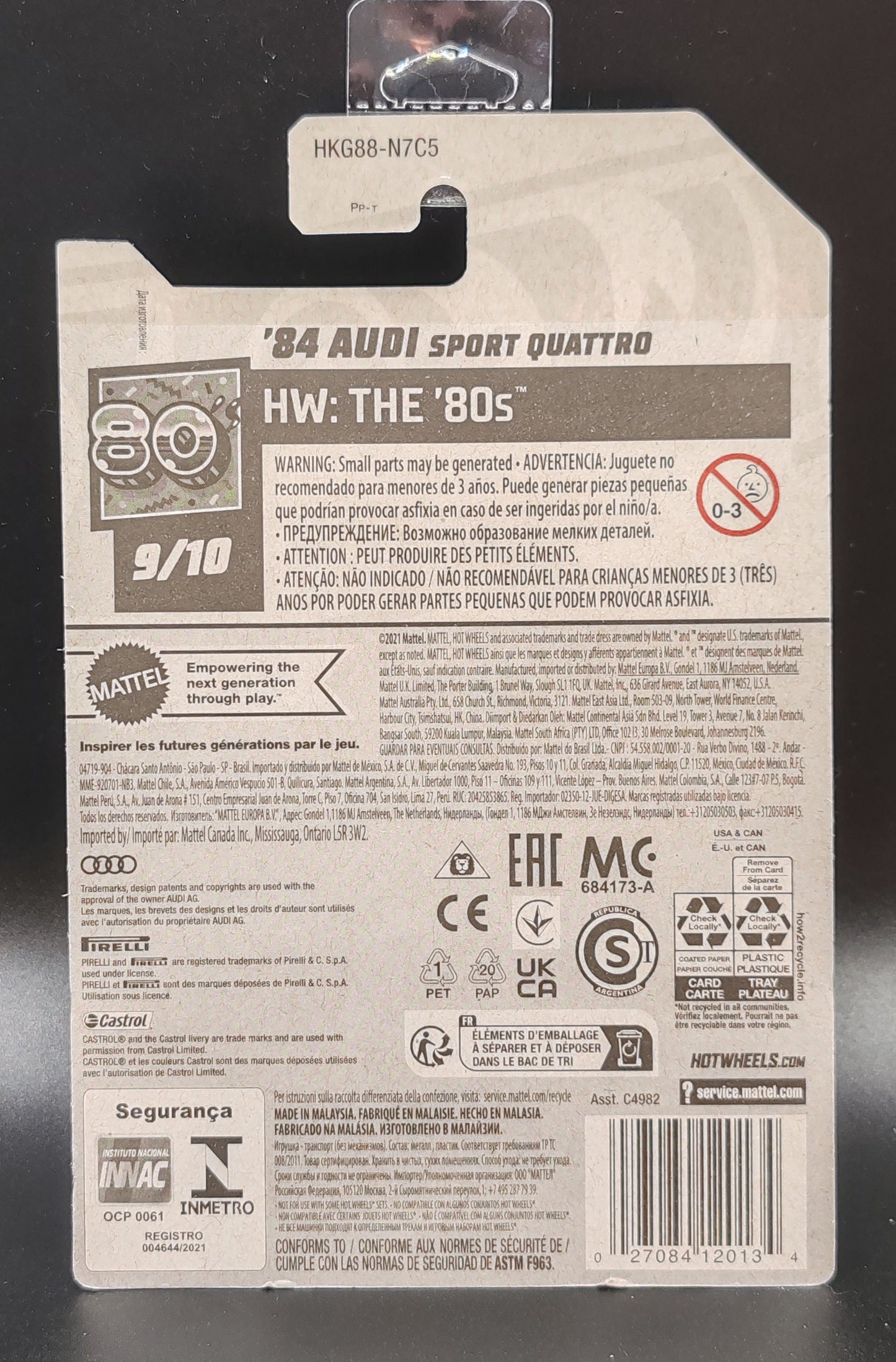 HOT WHEELS 84 AUDI SPORT QUATTRO HW THE 80S 9/10 152/250
