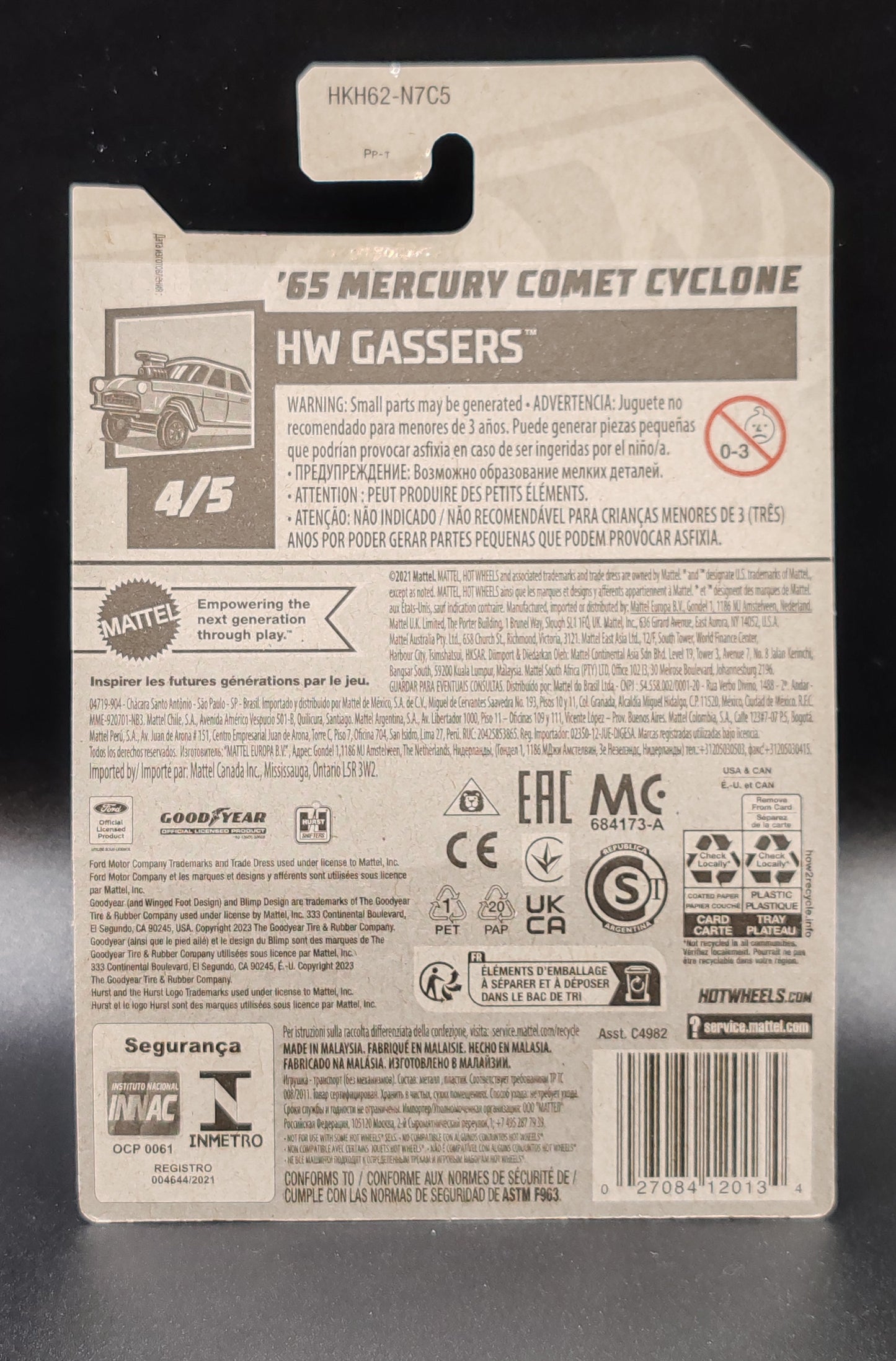 HOT WHEELS 65 MERCURY COMET CYCLONE HW GASSERS 4/5 199/250