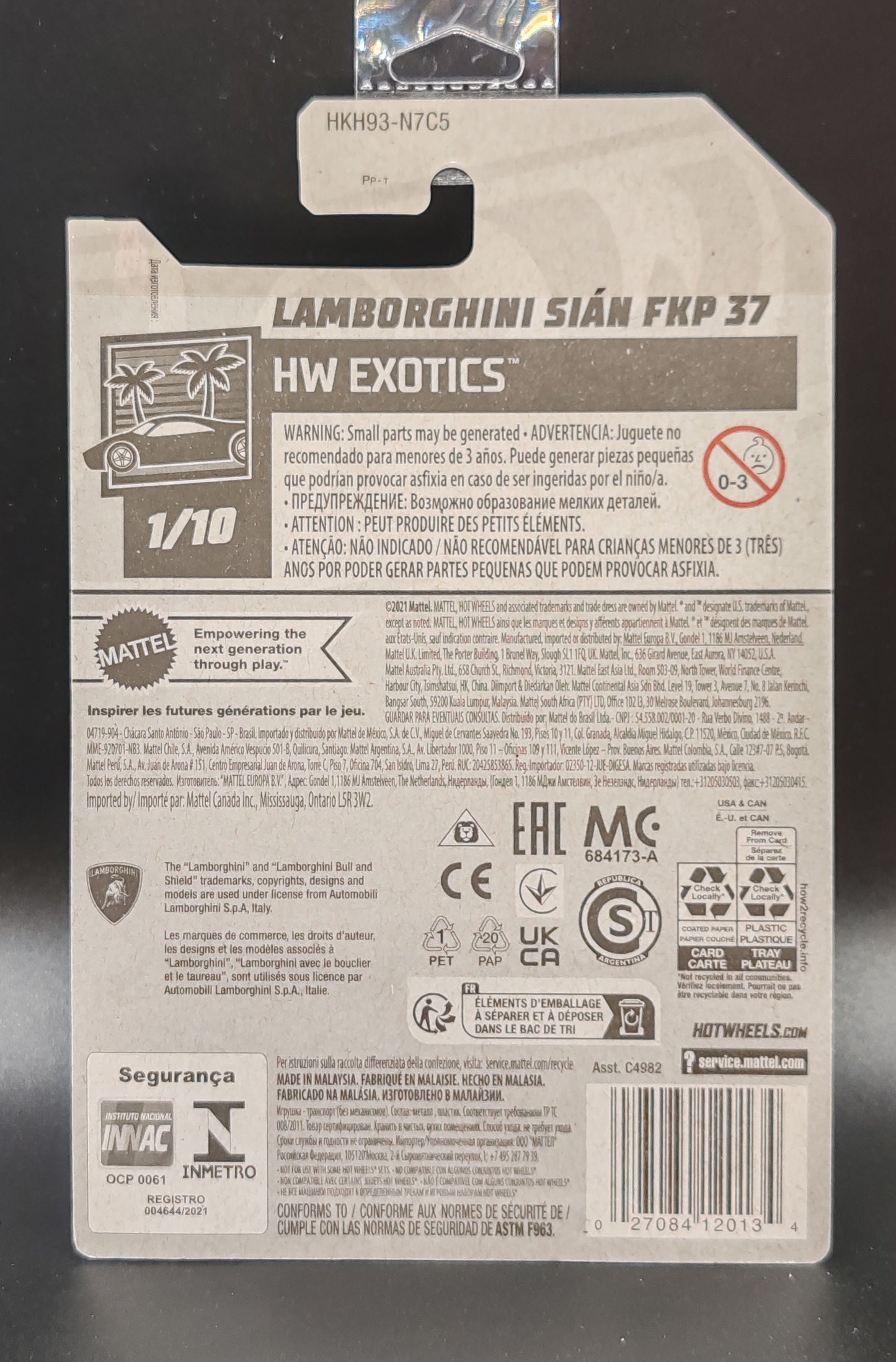 HOT WHEELS LAMBORGHINI SIAN FKP 37 HW EXOTICS 1/10 163/250