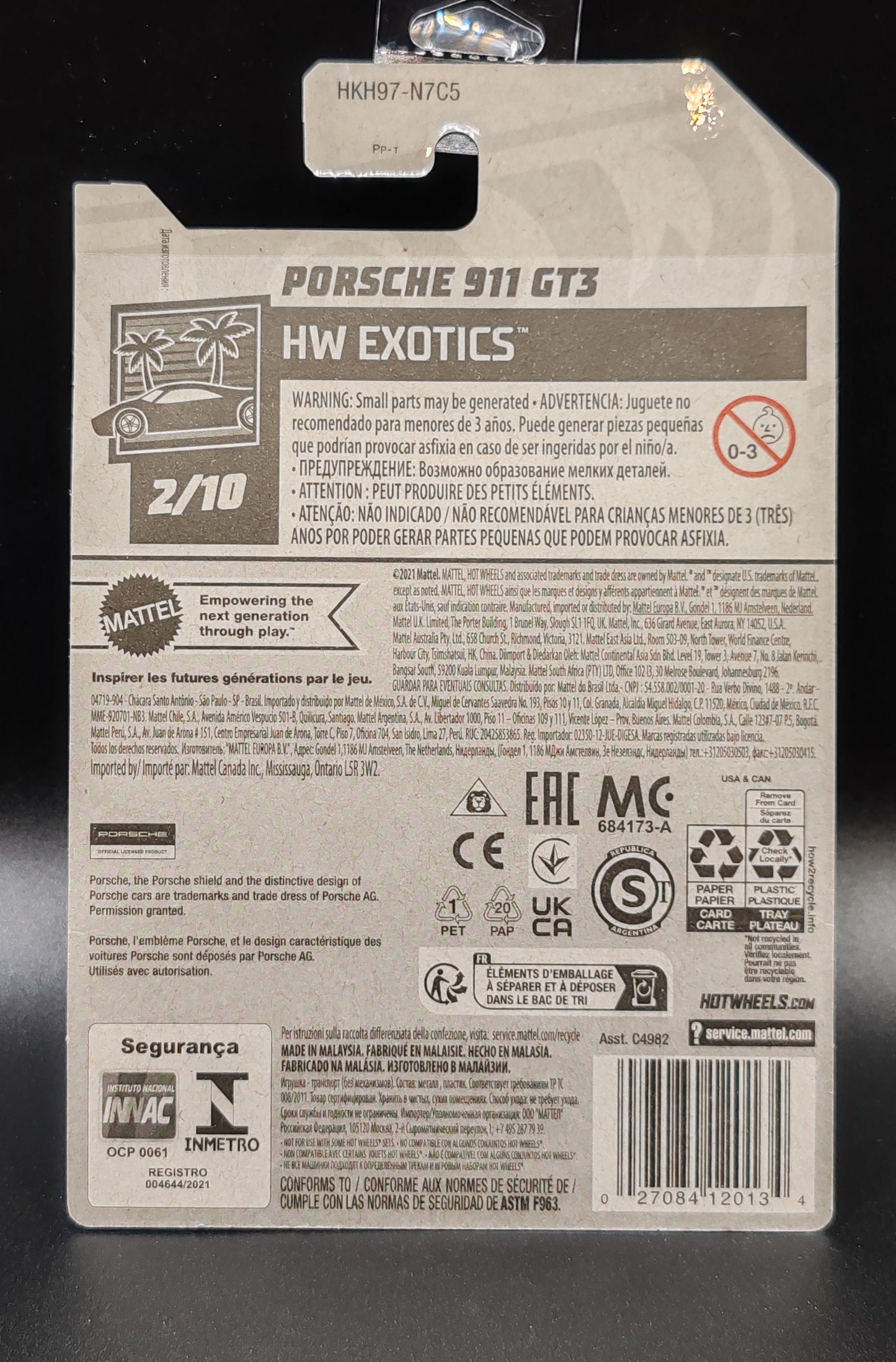 HOT WHEELS PORSCHE 911 GT3 HW EXOTICS 2/10 177/250