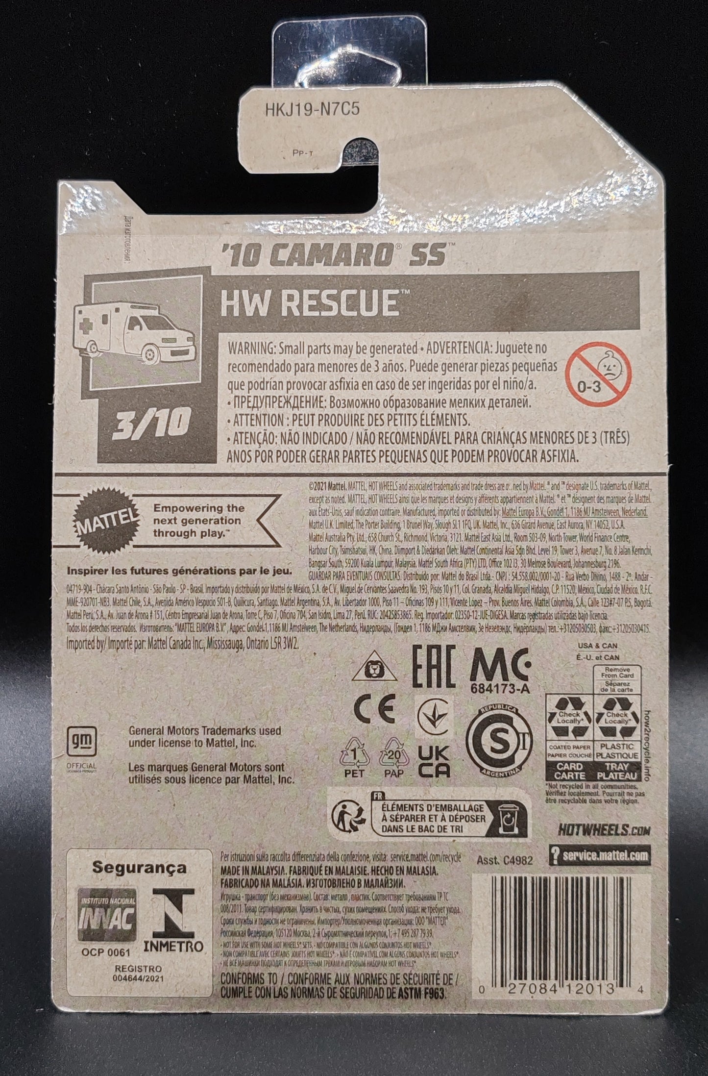 HOT WHEELS 10 CAMARO SS HW RESCUE 3/10 203/250