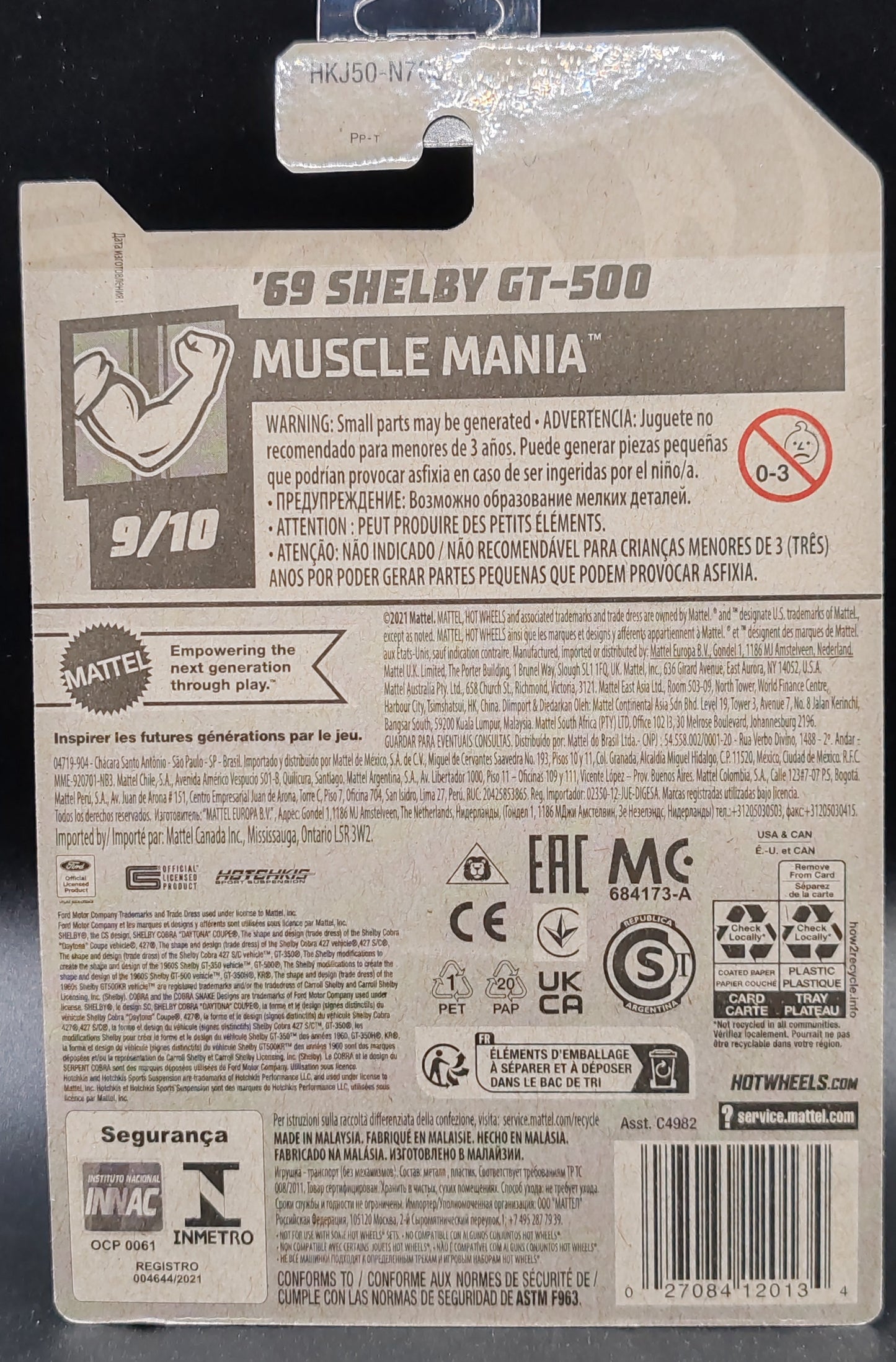 HOT WHEELS 69 SHELBY GT-500 MUSCLE MANIA 9/10 195/250