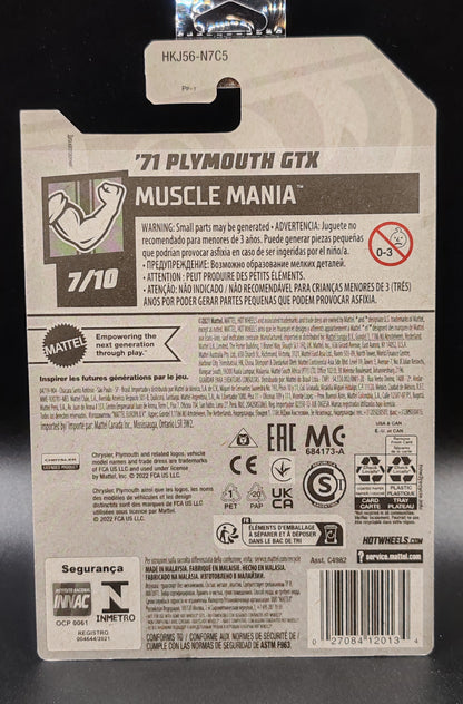 HOT WHEELS 71 PLYMOUTH GTX MUSCLE MANIA 7/10 166/250