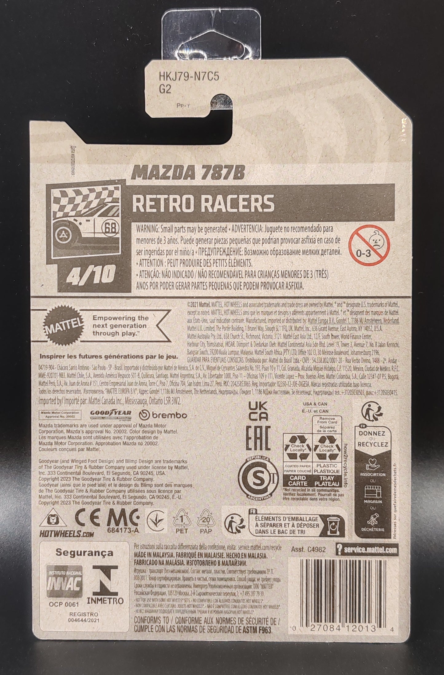 HOT WHEELS MAZDA 787B RETRO RACERS 4/10 28/250