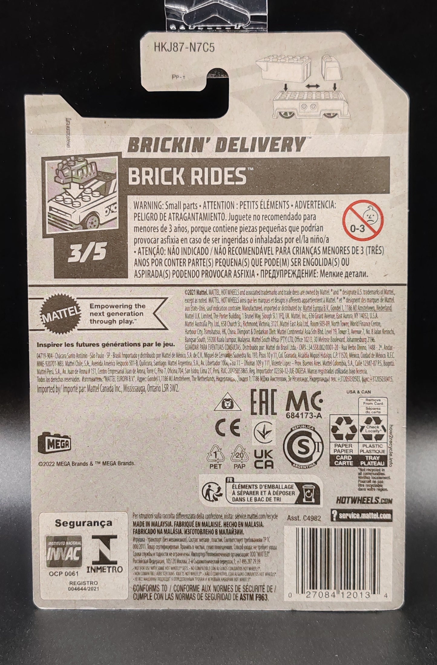HOT WHEELS BRICKIN DELIVERY BRICK RIDES 3/5 58/250