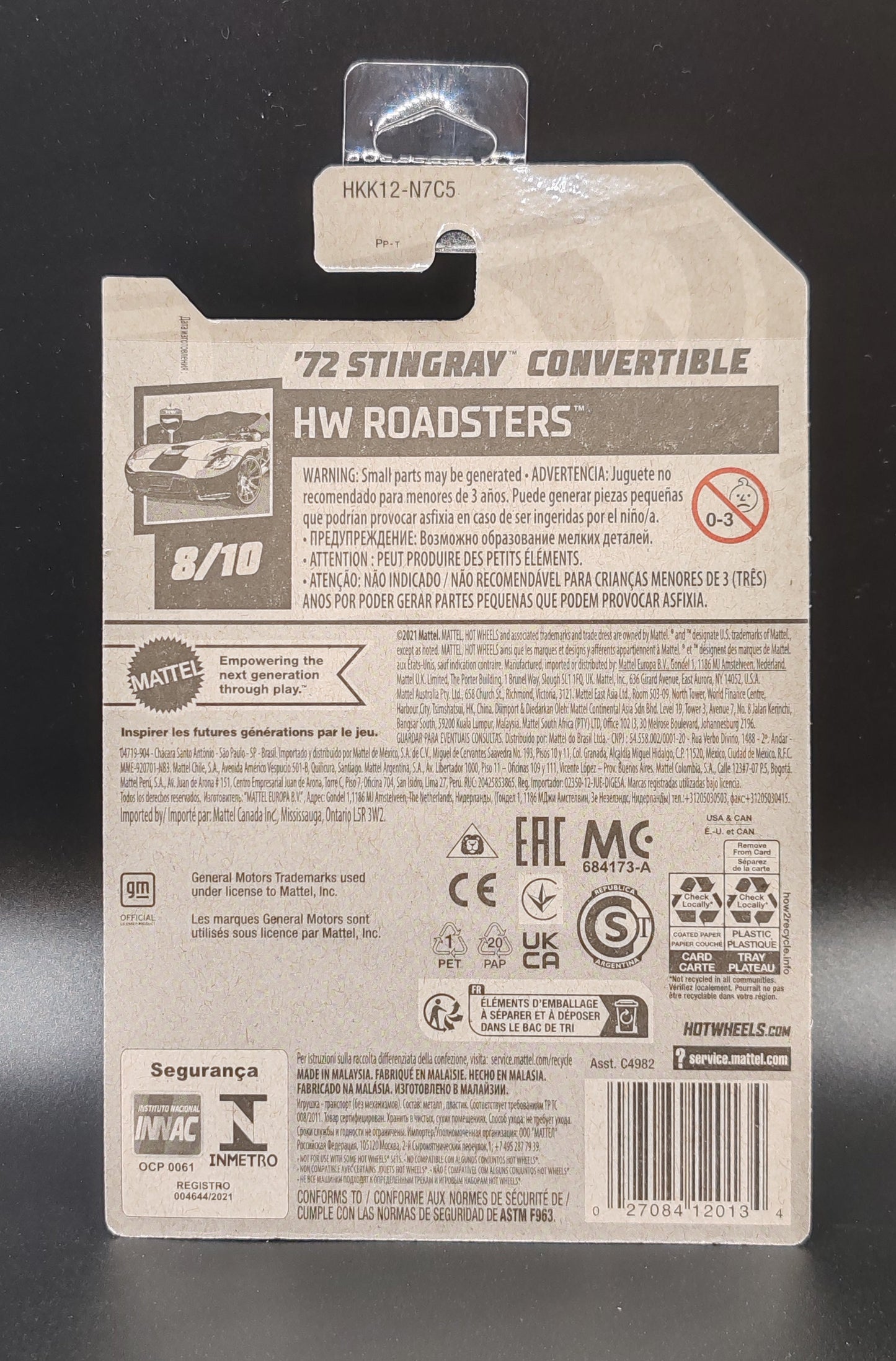 HOT WHEELS 72 STINGRAY CONVERTIBLE HW ROADSTERS 8/10 132/250