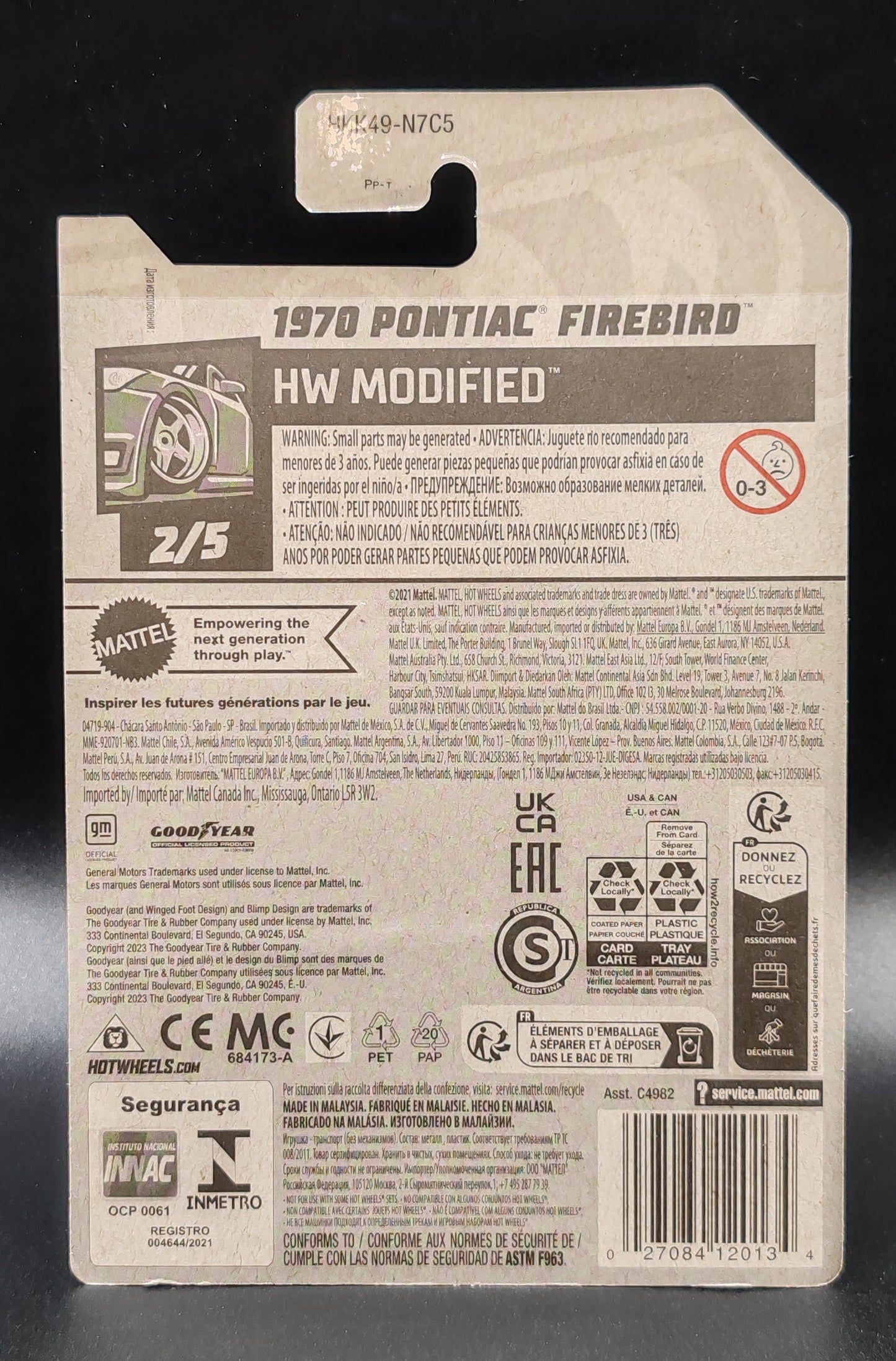 HOT WHEELS 1970 PONTIAC FIREBIRD HW MODIFIED 2/5 18/250