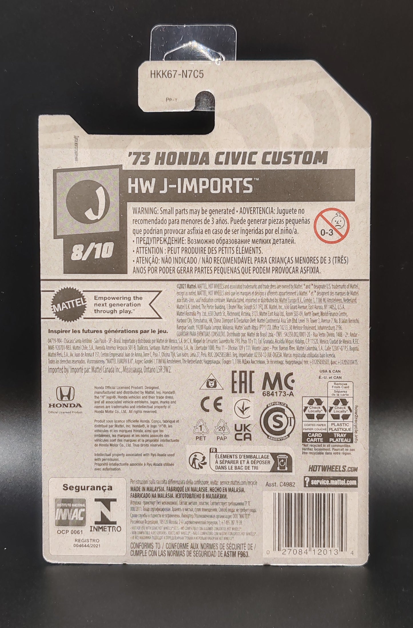 HOT WHEELS 73 HONDA CIVIC CUSTOM HW J-IMPORTS