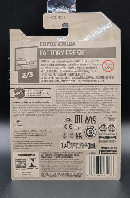 HOT WHEELS LOTUS EMIRA FACTORY FRESH 3/5 121/250