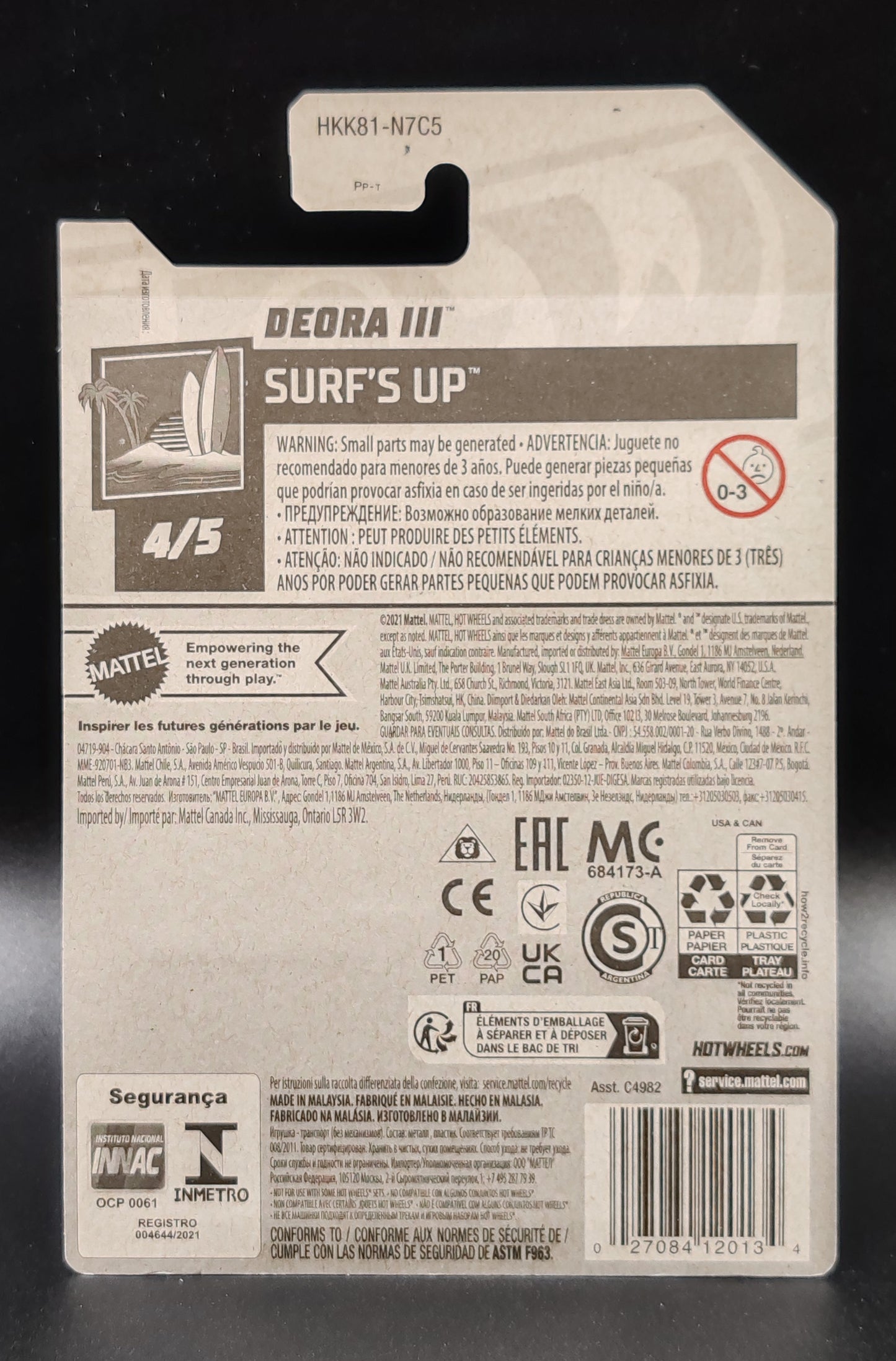 HOT WHEELS DEORA III SURF'S UP 4/5 71/250