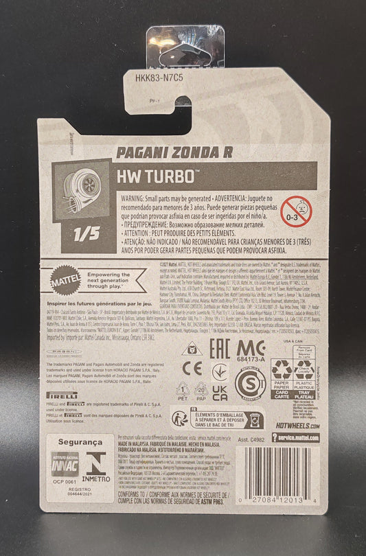 HOT WHEELS PAGANI ZONDA R HW TURBO 1/5 72/250