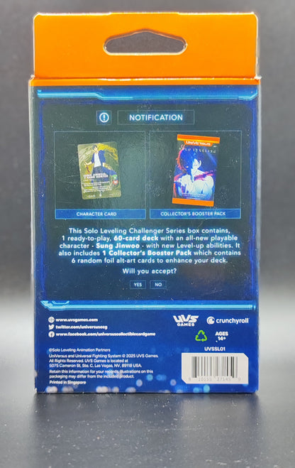 UniVersus: Solo Leveling Challenger Series Deck Building Card Game, Ready to Play Card Deck, Sung Jinwoo Character Card, 6 Foil Or Alt Art Cards
