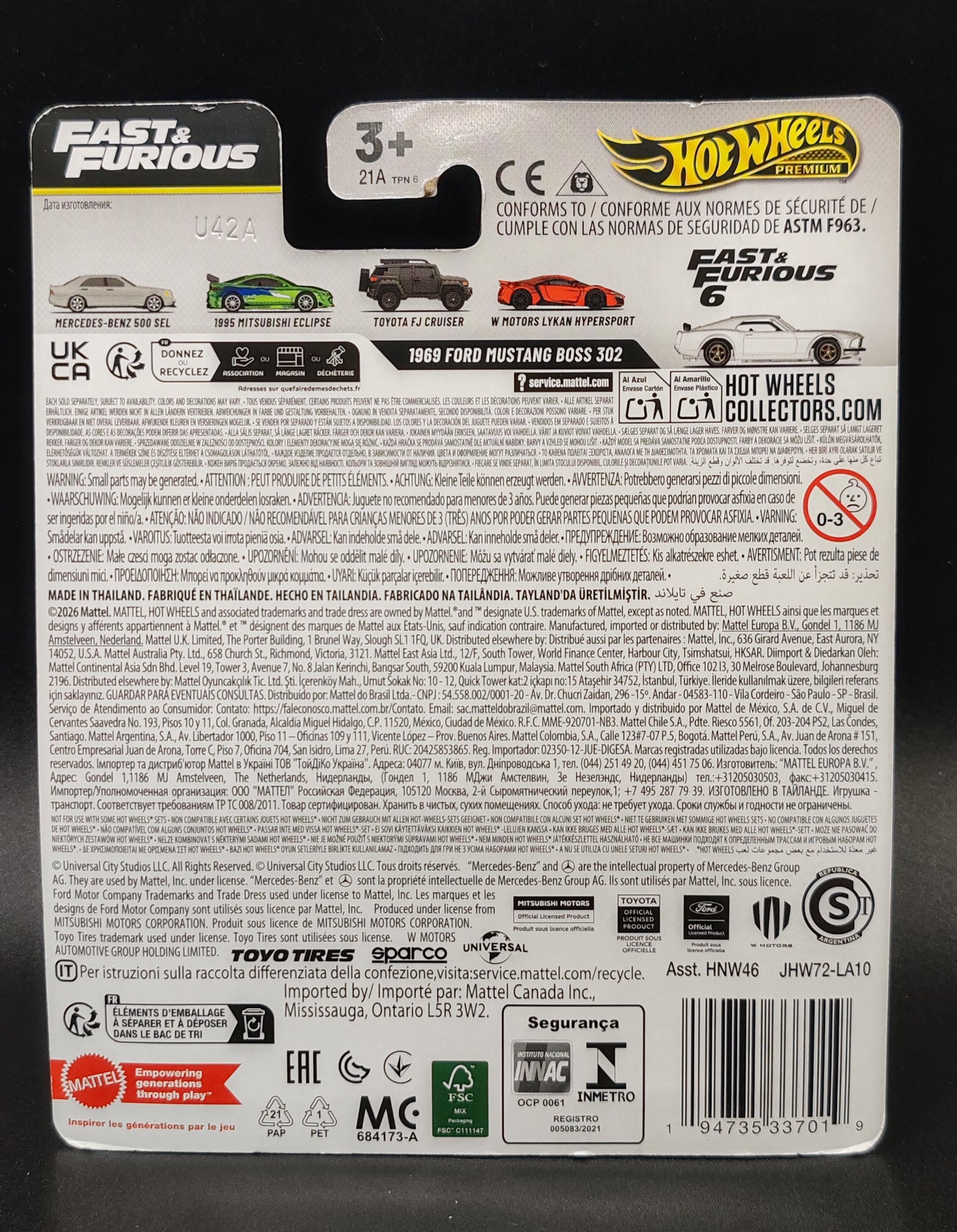 HOT WHEELS PREMIUM FAST AND FURIOUS 1969 FORD MUSTANG BOSS 302 3/5
