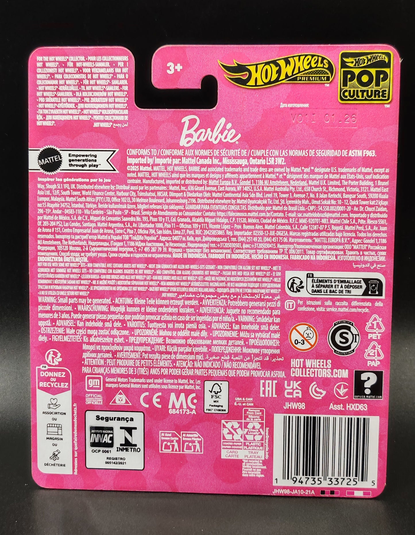 HOT WHEELS PREMIUM POP CULTURE BARBI CUSTOM GMC PANEL VAN